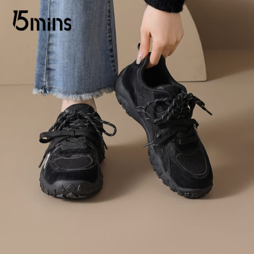 15mins复古厚底增高德训鞋女
