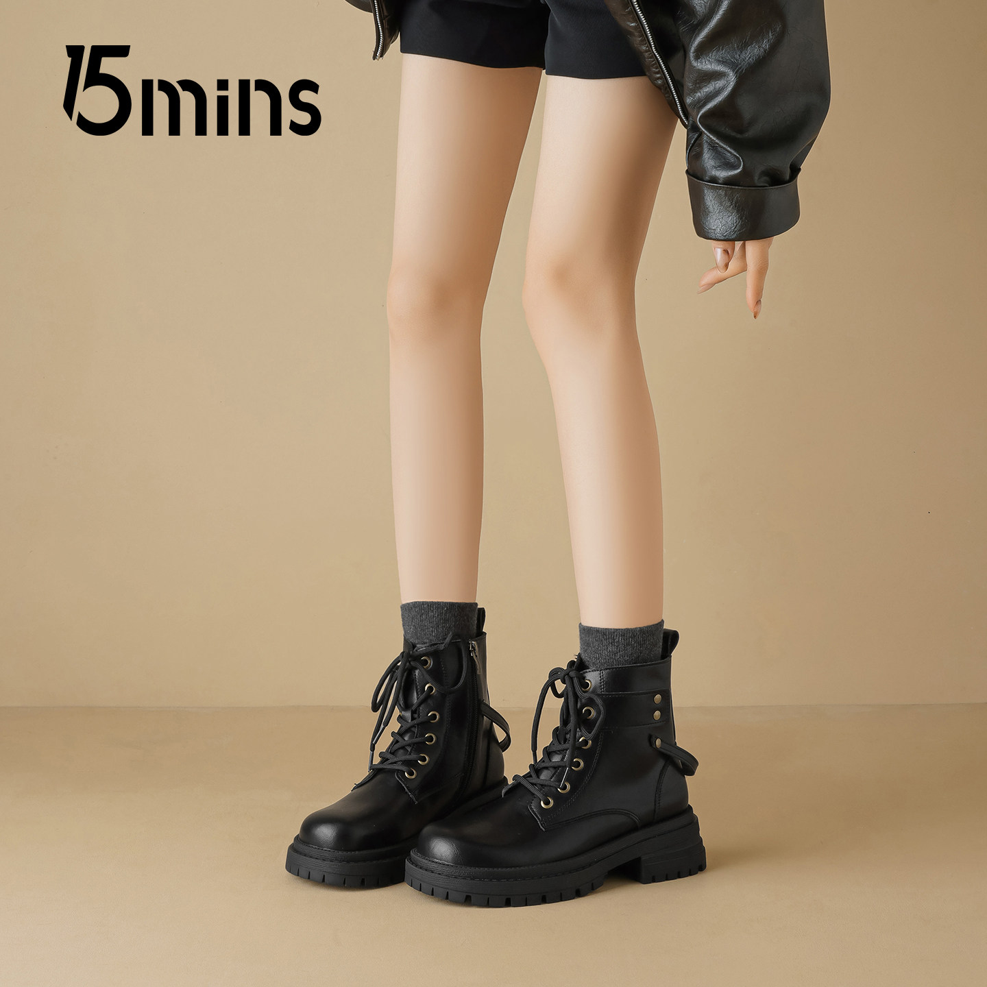 15mins厚底马丁靴女款2025新款