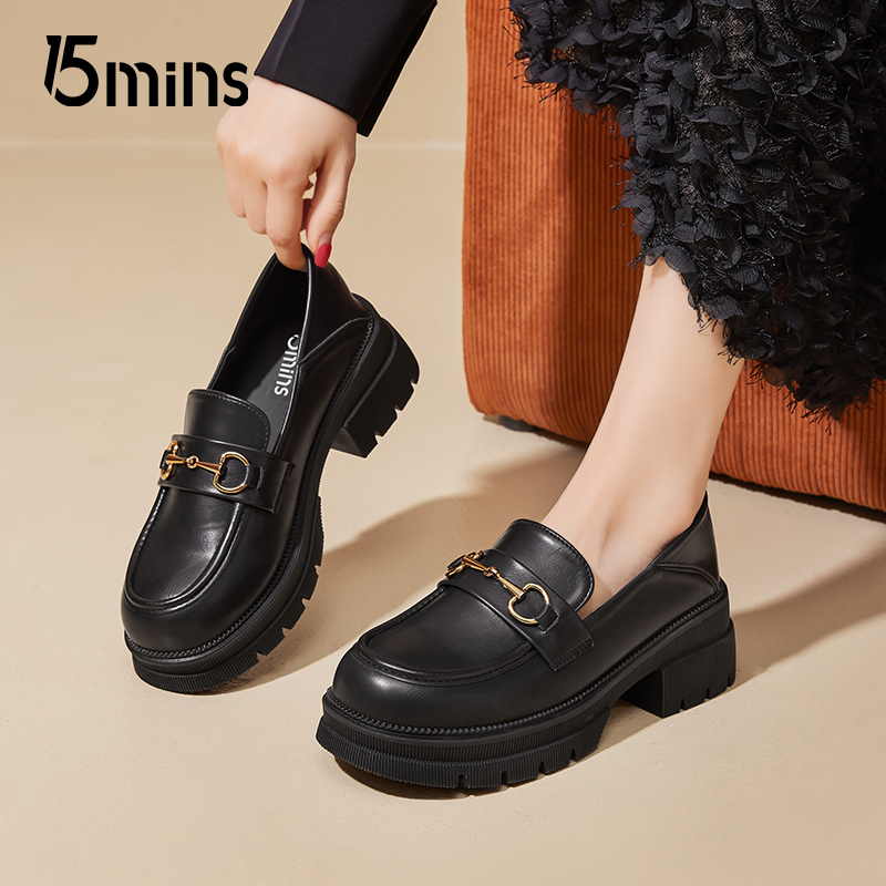 15mins厚底乐福鞋英伦风单鞋