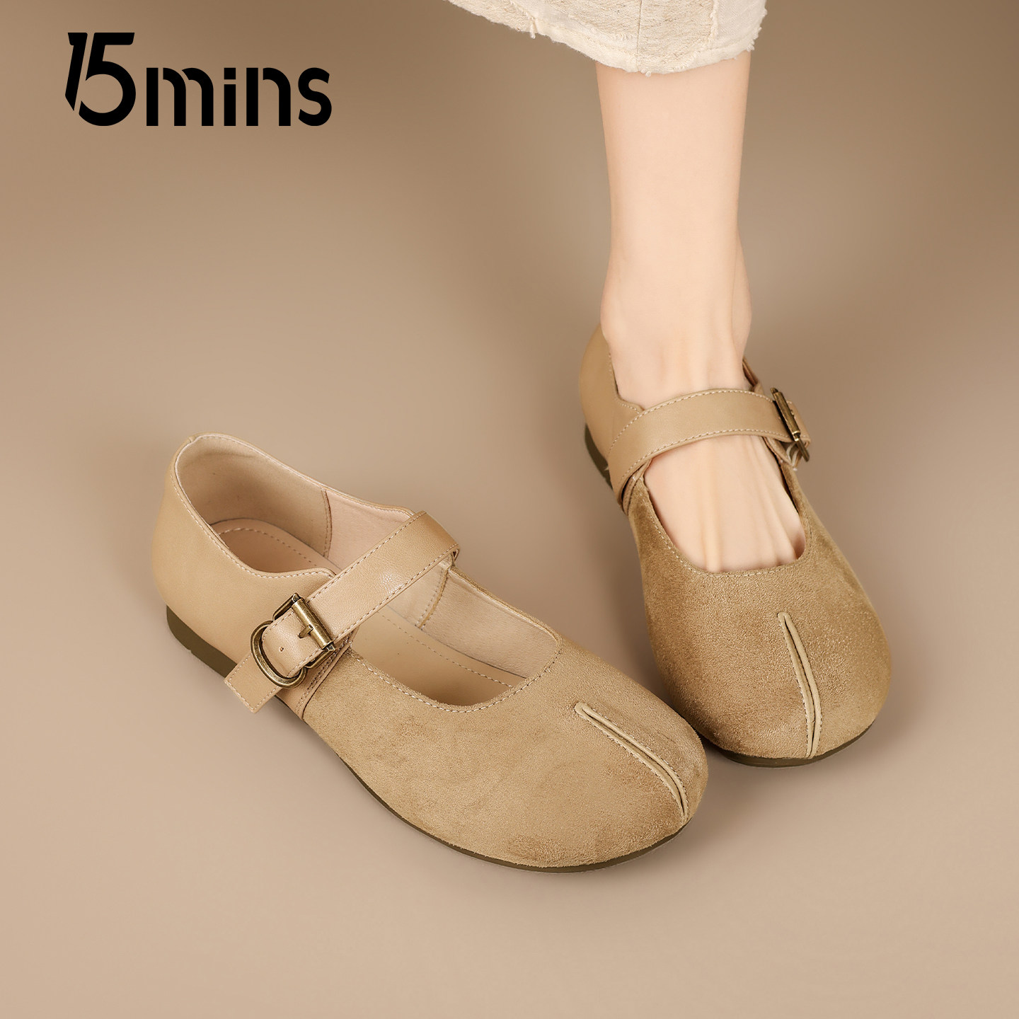 15mins复古软底玛丽珍鞋新款