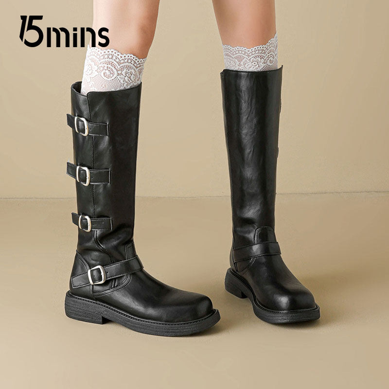 15mins西部牛仔靴女2025新款夏季复古美拉德风骑士靴厚底长筒靴子,女鞋,骑士靴,淘宝优惠券,粉丝福利购,淘宝优惠卷