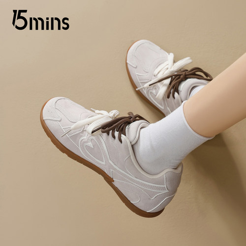 15mins复古德训鞋女内增高软底