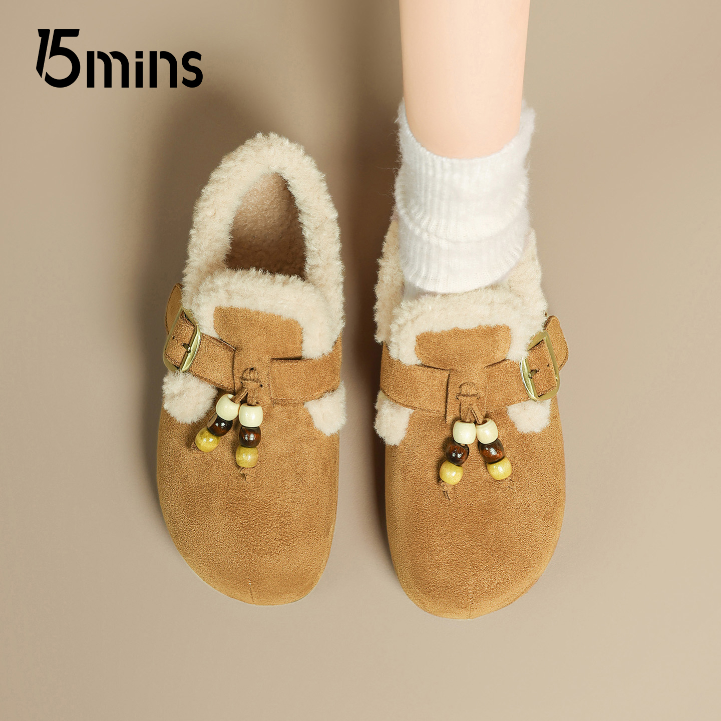 15mins蝴蝶结加绒勃肯鞋女款