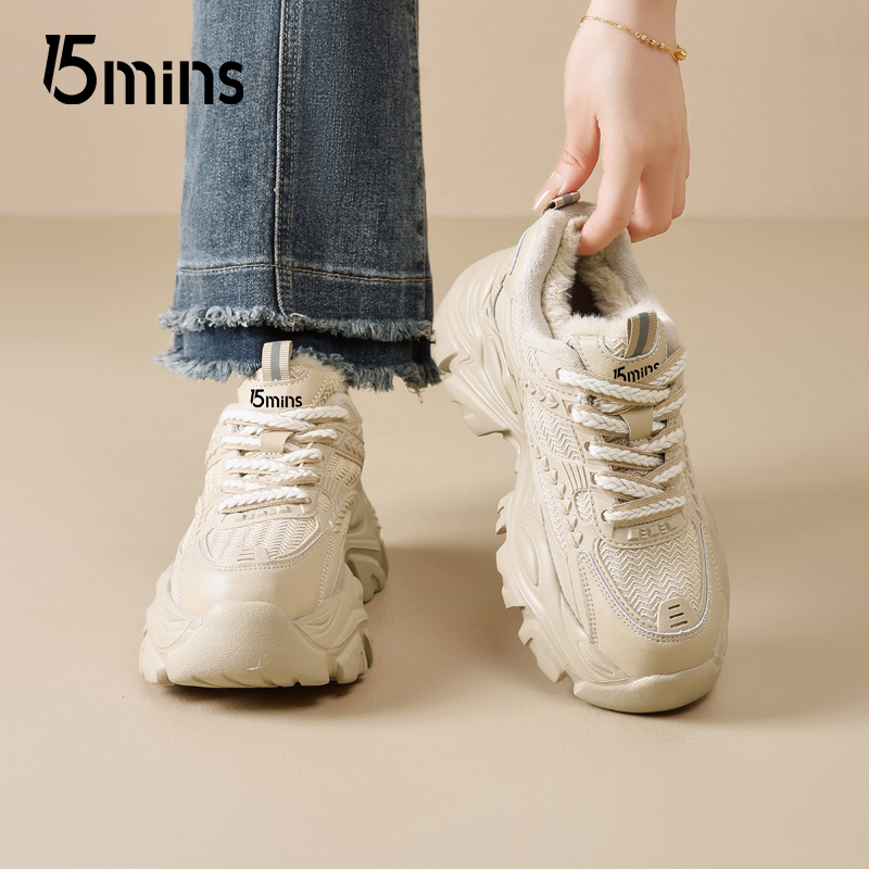 15mins加绒老爹鞋女款2025秋冬
