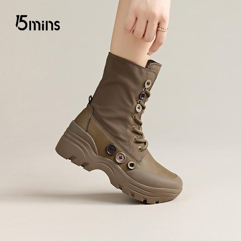 15mins马丁靴女工装靴
