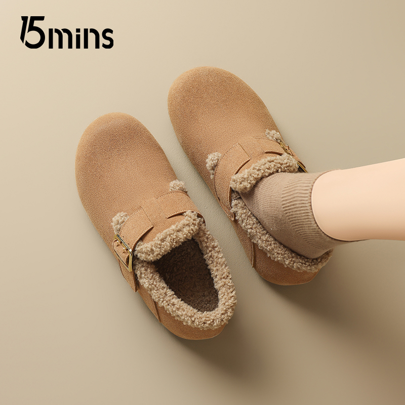 15mins复古加绒勃肯鞋女2025冬