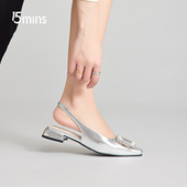 气质尖头凉鞋 15mins银色包头凉鞋 法式 一脚蹬单鞋 女夏季 2025年新款