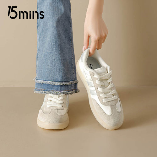 15mins复古芭蕾德训小白鞋女