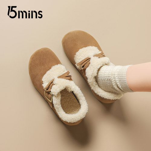 15mins蝴蝶结加绒勃肯鞋女