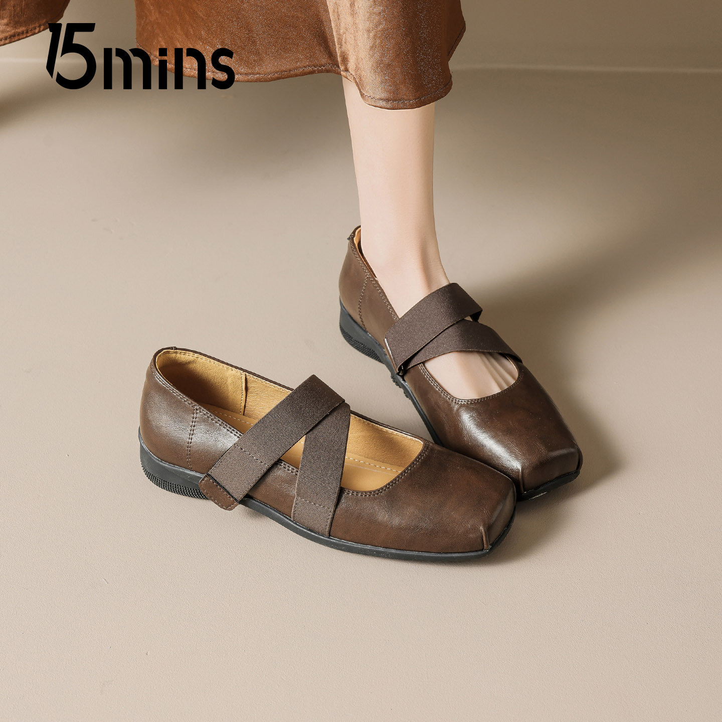 15mins复古风猪鼻子玛丽珍女2026春夏新款魔术贴芭蕾舞鞋优雅单鞋,女鞋,玛丽珍鞋,淘宝优惠券,粉丝福利购,淘宝优惠卷