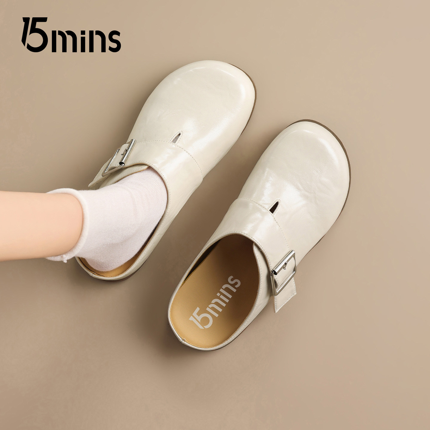15mins勃肯鞋女款2026新款春季百搭一脚蹬包头半拖鞋软底孕妇单鞋,女鞋,勃肯鞋/软木鞋,淘宝优惠券,粉丝福利购,淘宝优惠卷