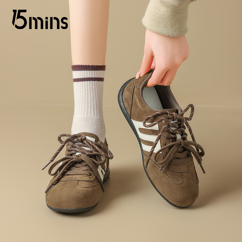 15mins巨好看棕色德训鞋女款2025