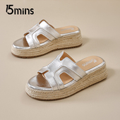 厚底一脚蹬凉鞋 15mins拖鞋 女夏外穿2025新款 配裙子巨好看高跟半拖