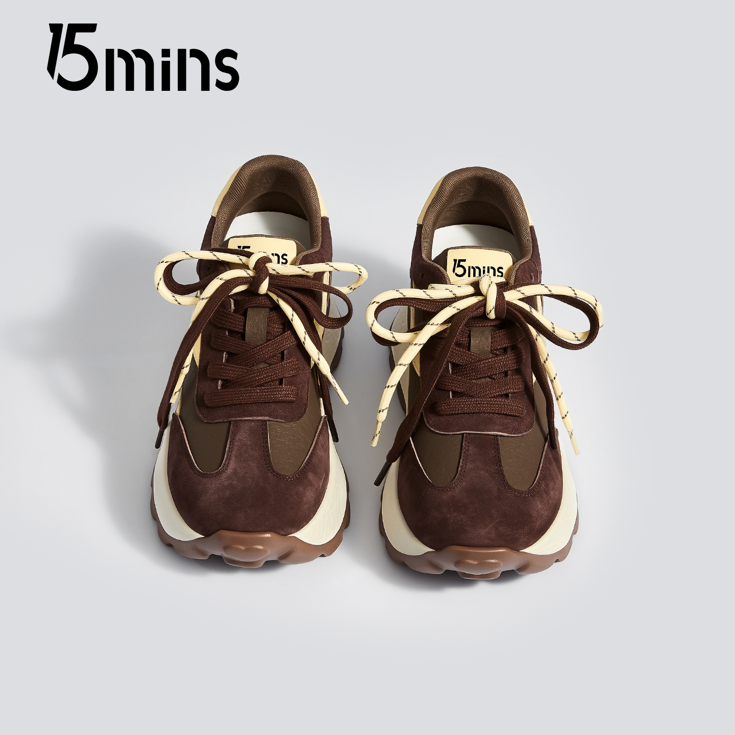 15mins厚底德训鞋女2025新款