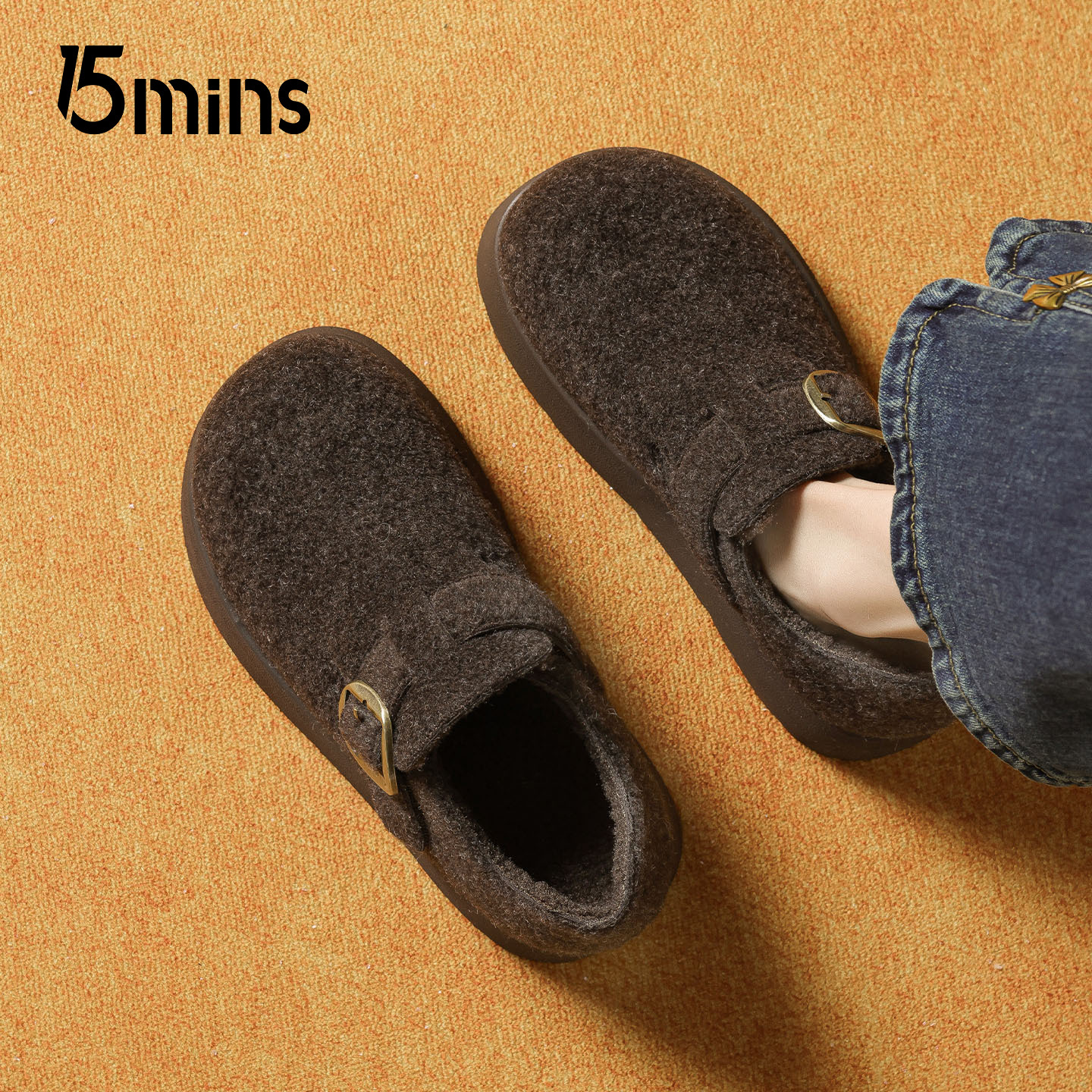 15mins全包毛毡勃肯鞋女2025冬