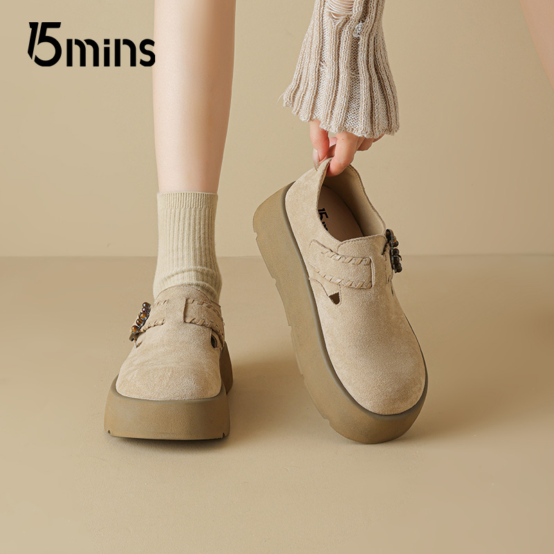 15mins厚底勃肯鞋女2025新款秋季