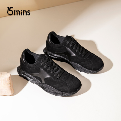 15mins男鞋2025男士秋季新款厚底防滑耐磨休闲鞋轻便时尚阿甘鞋男