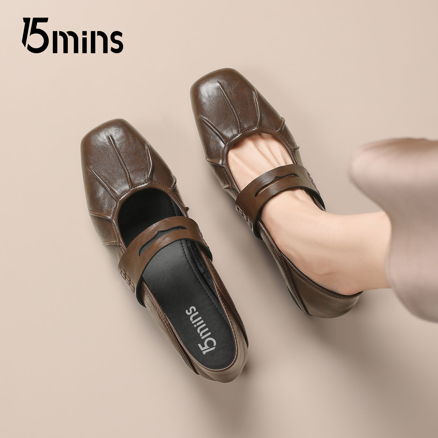 15mins法式复古一脚蹬玛丽珍鞋