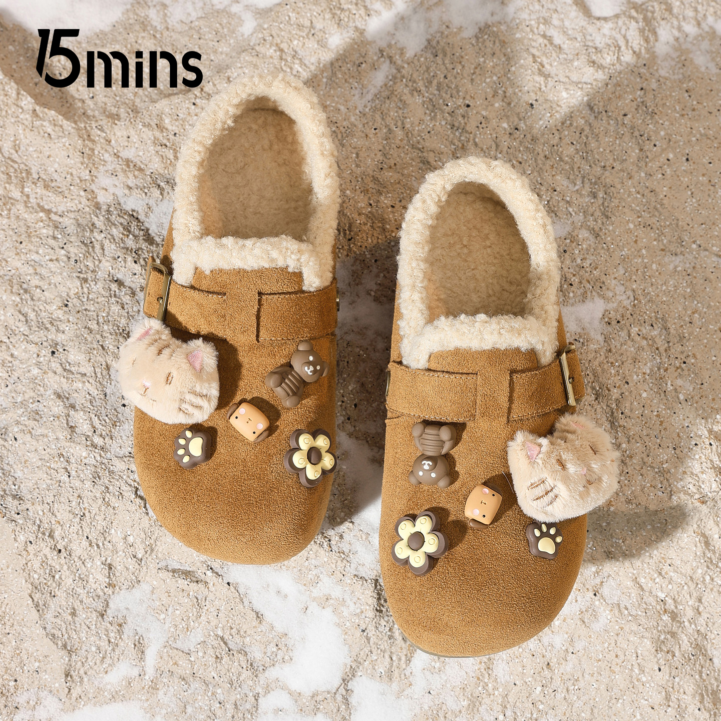 15mins毛绒全包勃肯鞋子女冬新款