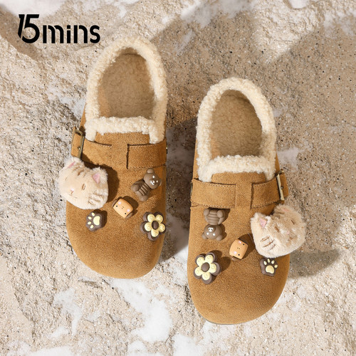 15mins毛绒全包勃肯鞋子女冬新款