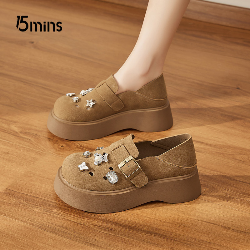 15mins两穿勃肯洞洞鞋女2026新款夏季百搭半拖鞋厚底一脚蹬凉拖鞋