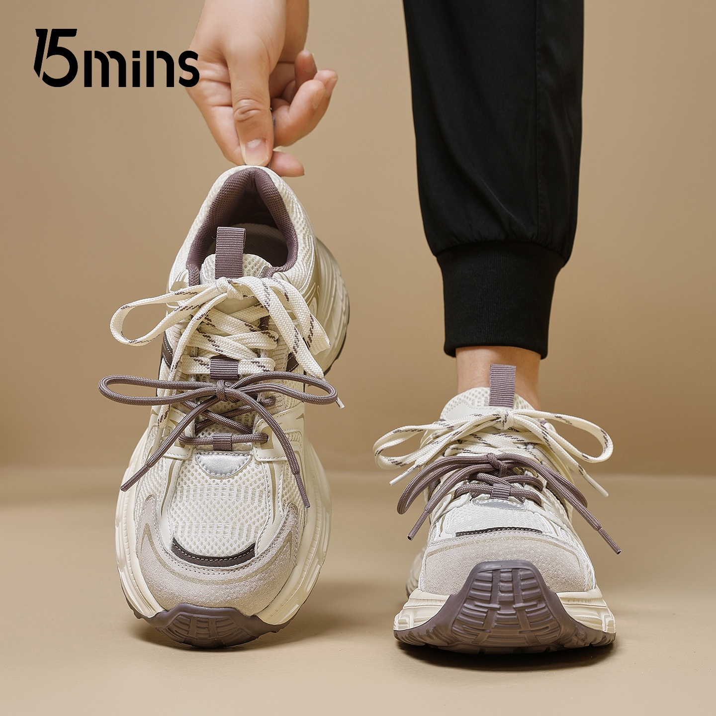 15mins厚底老爹鞋男鞋2025新款