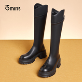 15mins厚底长靴女秋冬2025年新款 高跟长筒靴气质显瘦高筒靴骑士靴