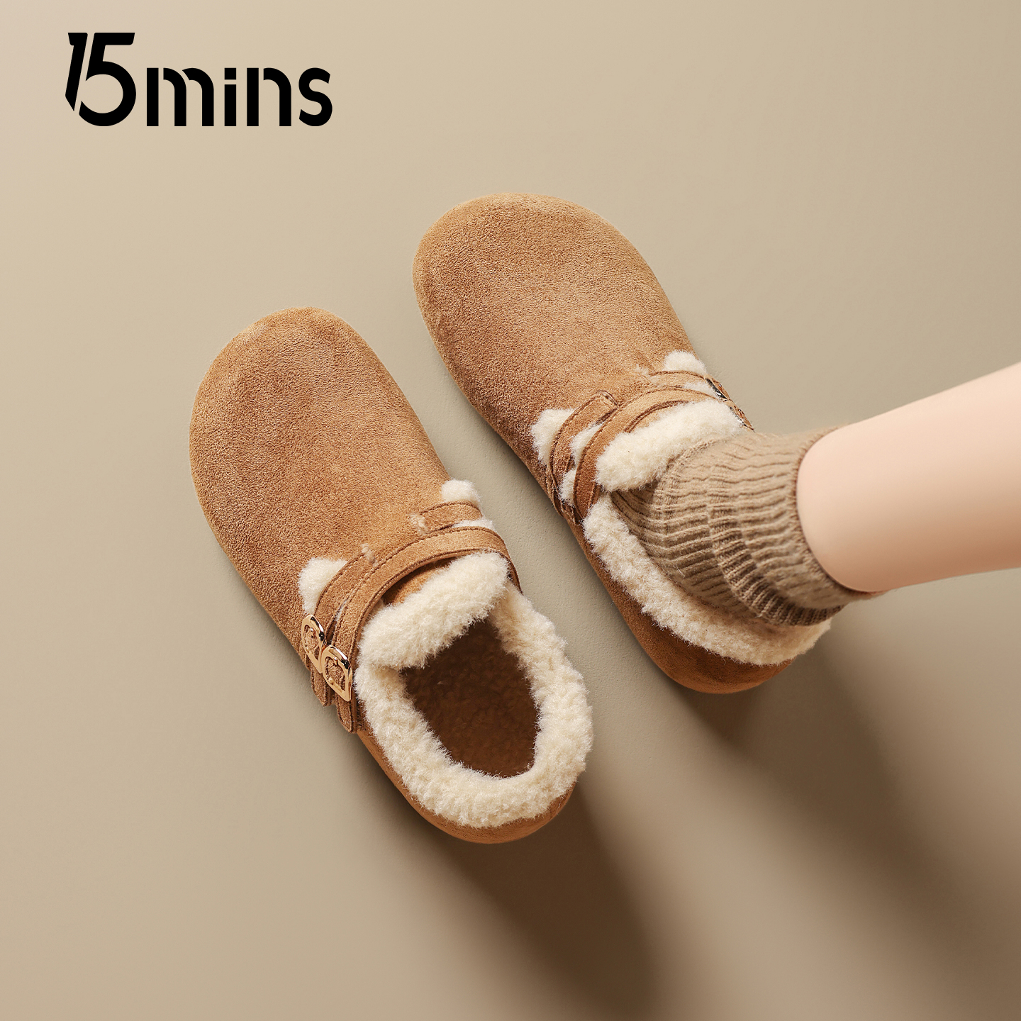 15mins复古加绒保暖勃肯鞋棉鞋女