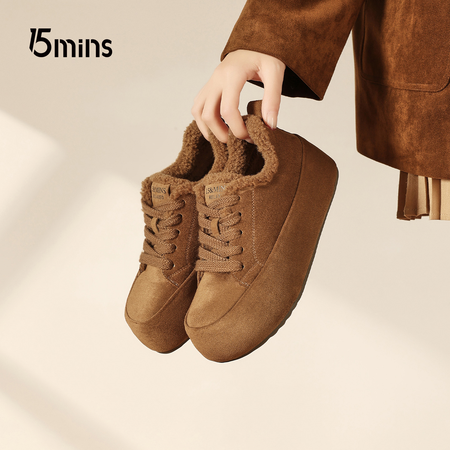 15MINS加绒勃肯鞋女2025新款冬季