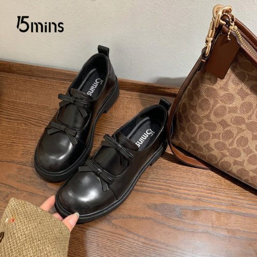 15mins英伦风厚底乐福鞋女款黑色