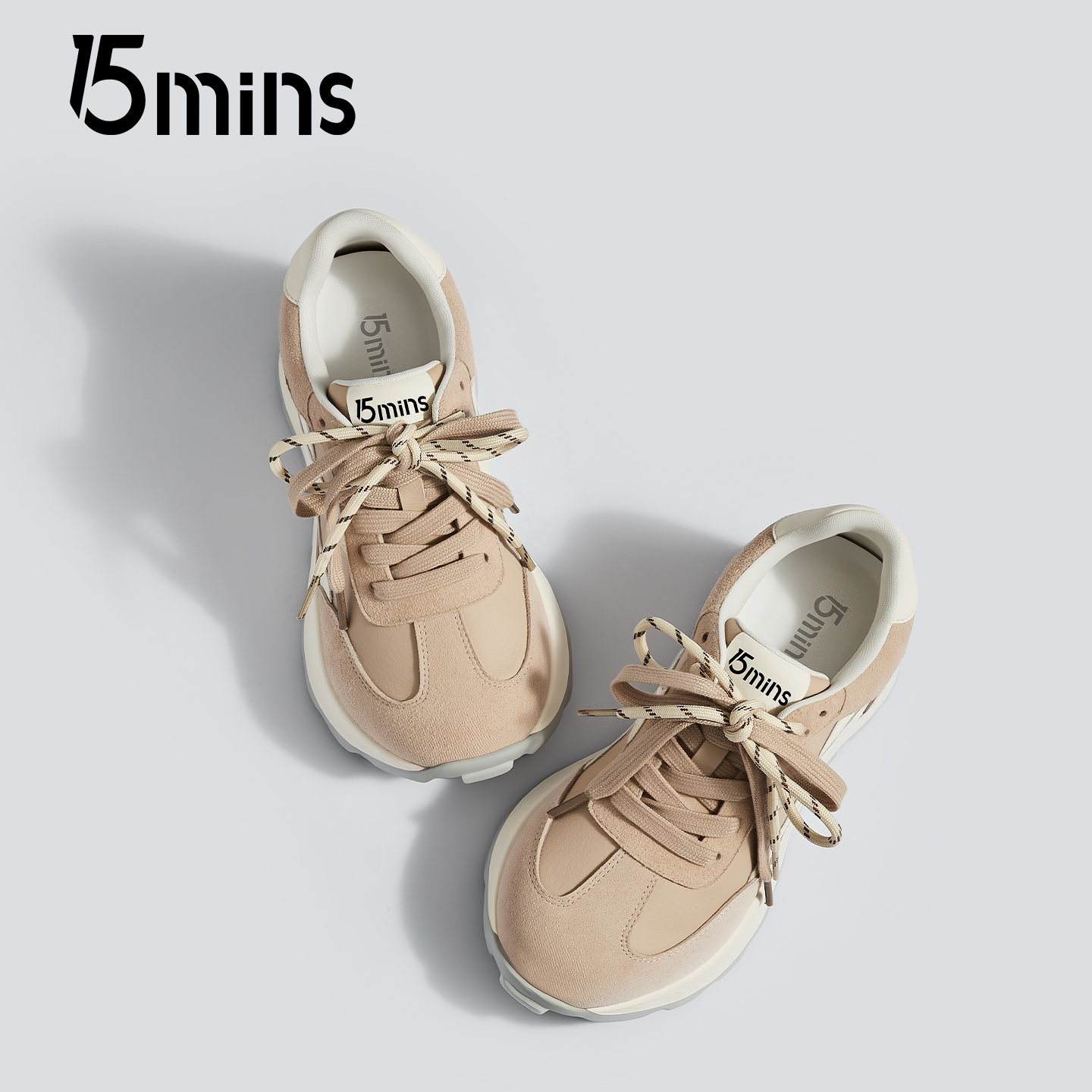 15mins厚底德训鞋女2025新款