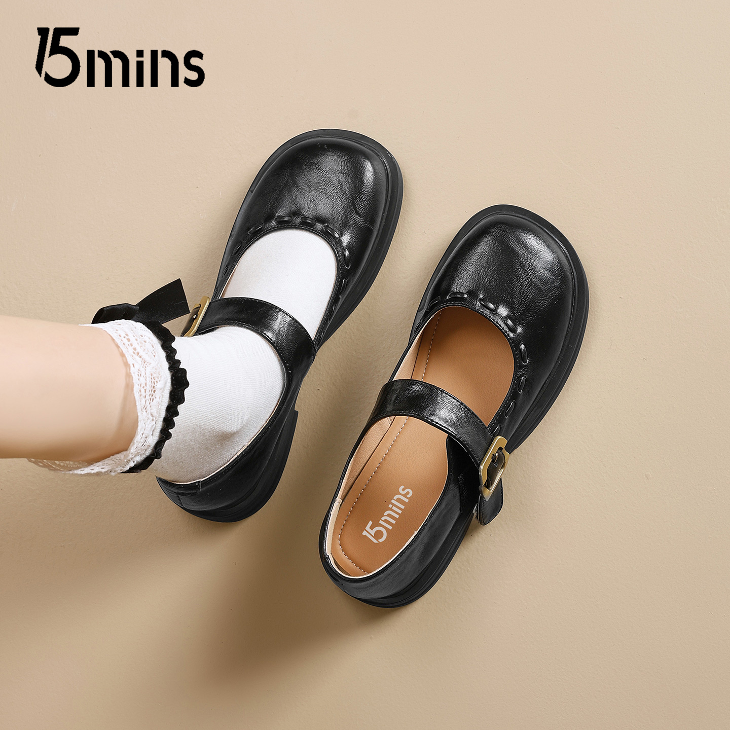 15mins韩版玛丽珍鞋女2025春秋