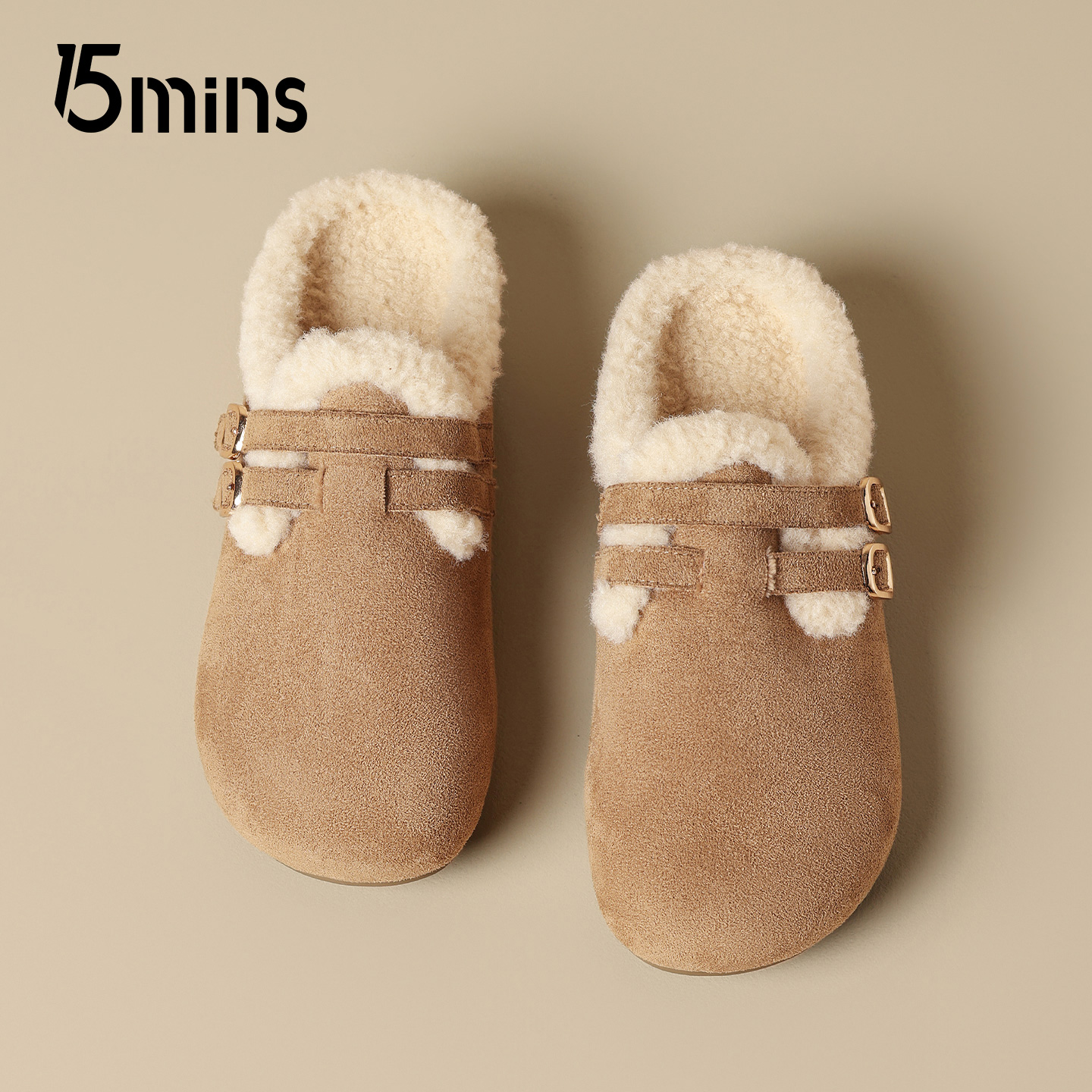 15mins休闲勃肯棉鞋子女2025冬