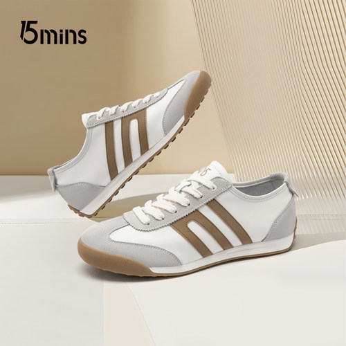 15mins德训鞋男2025新款秋镂空透气经典阿甘鞋软底板鞋休闲鞋轻便