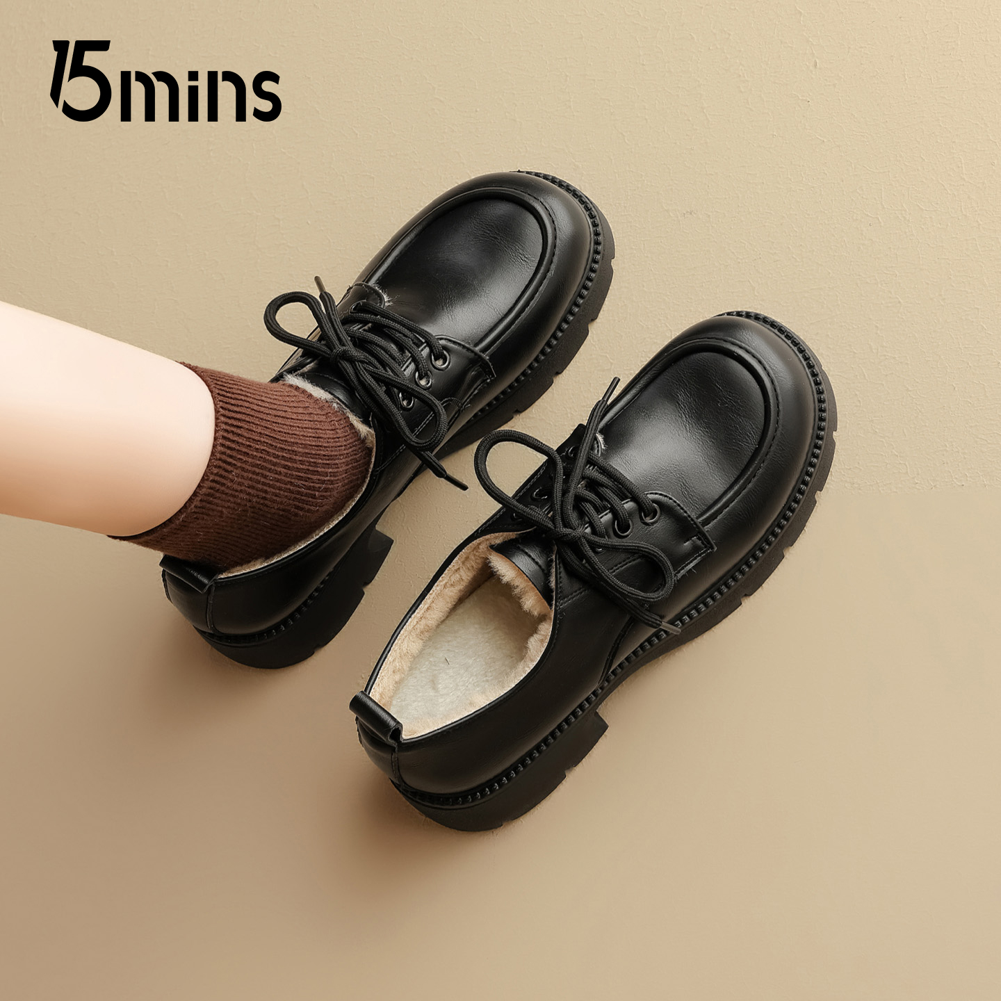 15mins复古厚底乐福鞋女2025冬