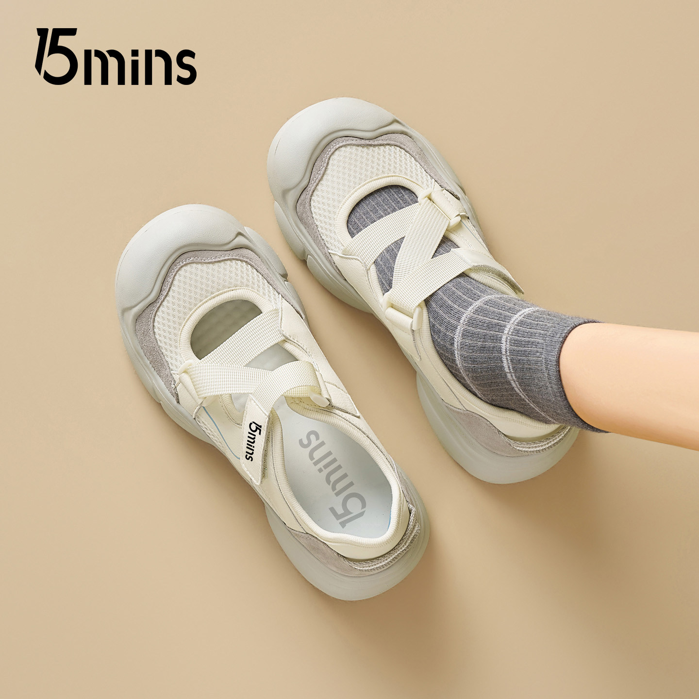 15mins休闲凉鞋女2026新款春季厚底户外登山鞋百搭透气玛丽珍凉鞋,女鞋,休闲凉鞋,淘宝优惠券,粉丝福利购,淘宝优惠卷