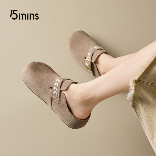 15mins复古简约懒人勃肯鞋女单鞋