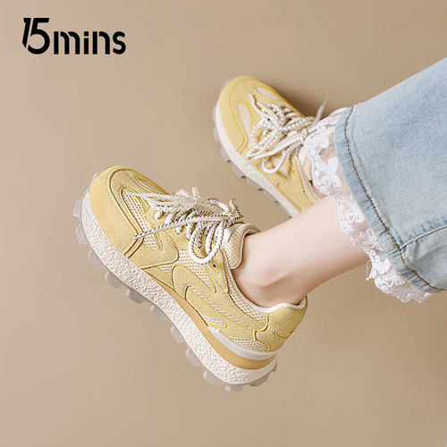 15mins厚底德训鞋女2025新款