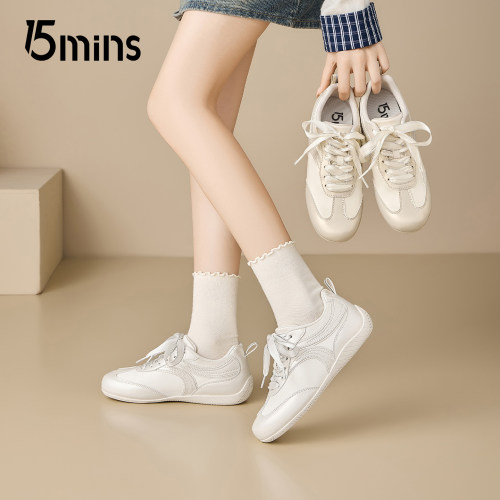 15mins芭蕾风厚底增高德训鞋女
