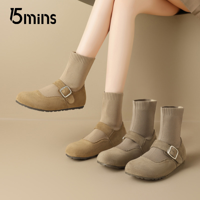 15mins韩版勃肯短靴女2026新款