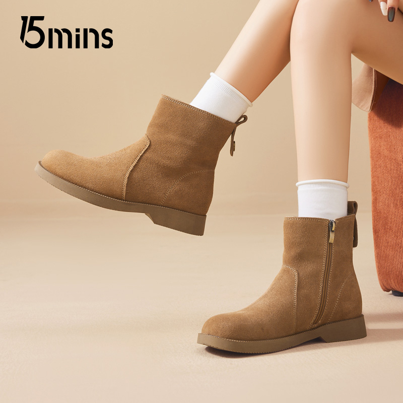 15mins美拉德棕色短靴子2025新款