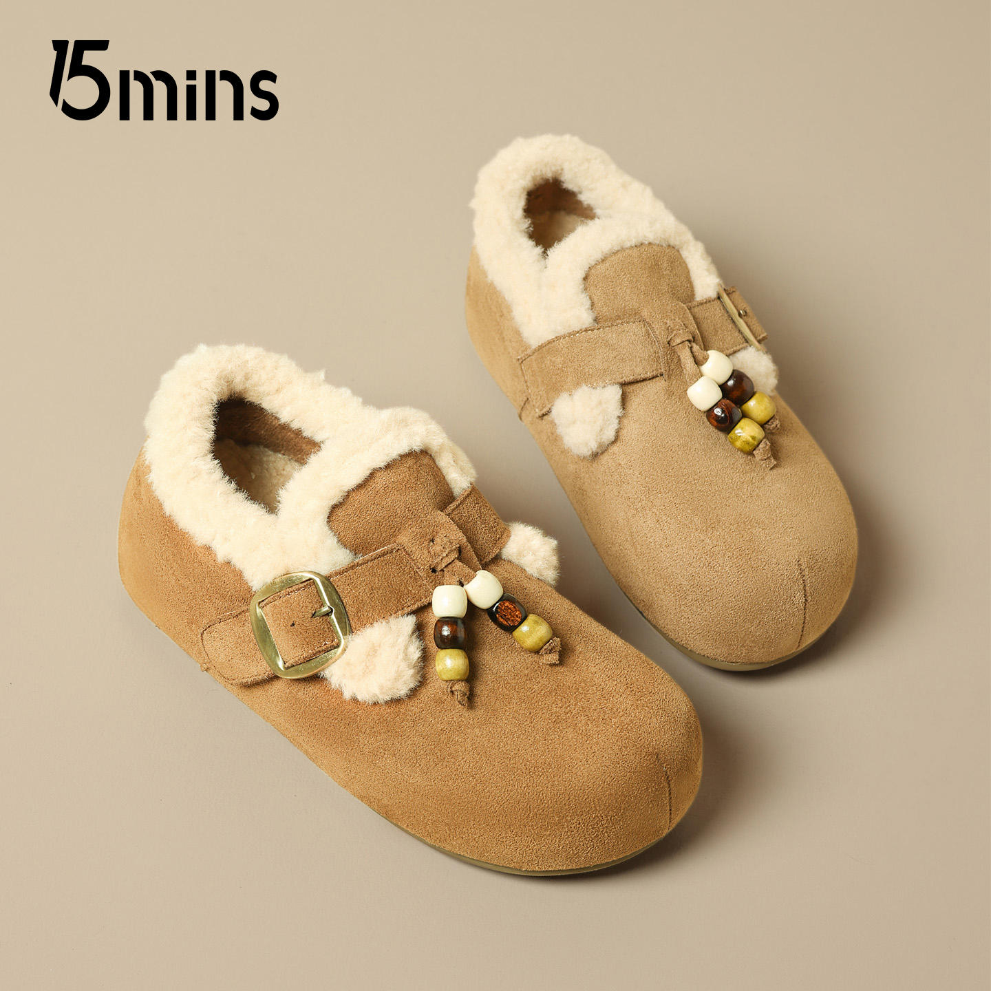 15mins加绒勃肯鞋女2025新款冬季