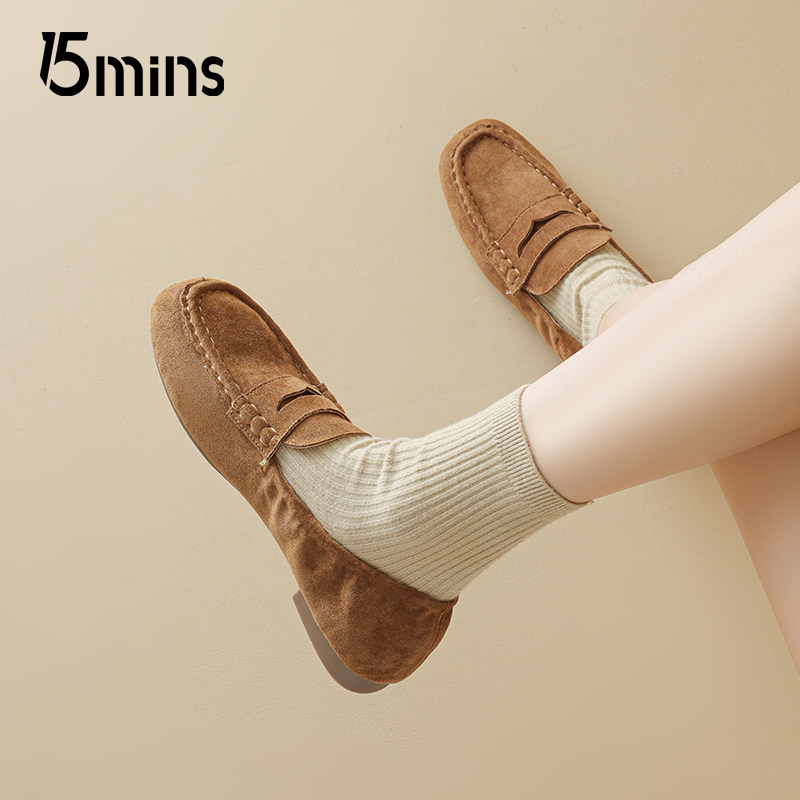 15mins复古风乐福鞋女2025新款秋季复古懒人一脚蹬休闲百搭豆豆鞋,女鞋,乐福鞋（豆豆鞋）,淘宝优惠券,粉丝福利购,淘宝优惠卷