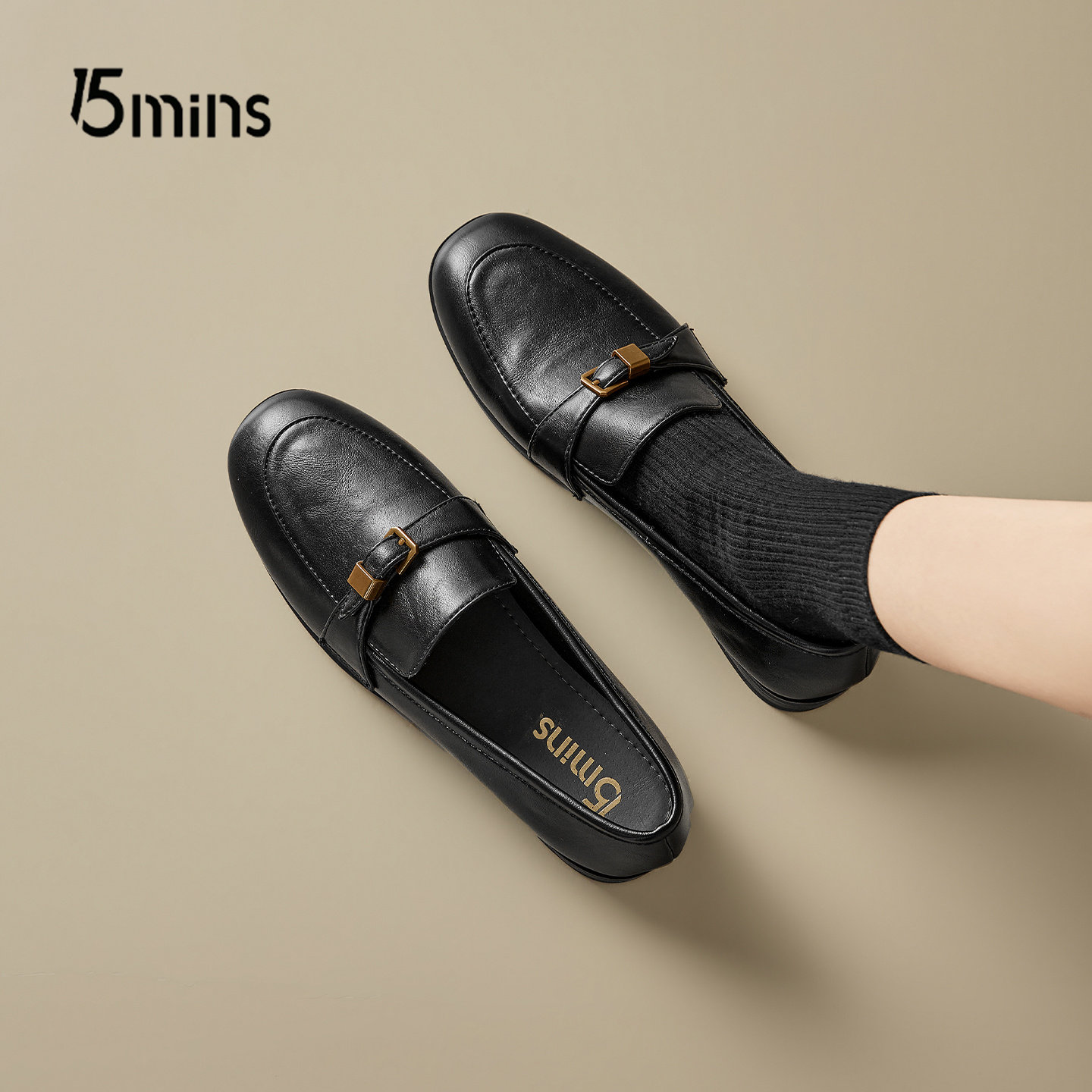 15mins金属扣深口单鞋女款2026新款春季英伦复古乐福鞋气质小皮鞋,女鞋,深口单鞋,淘宝优惠券,粉丝福利购,淘宝优惠卷