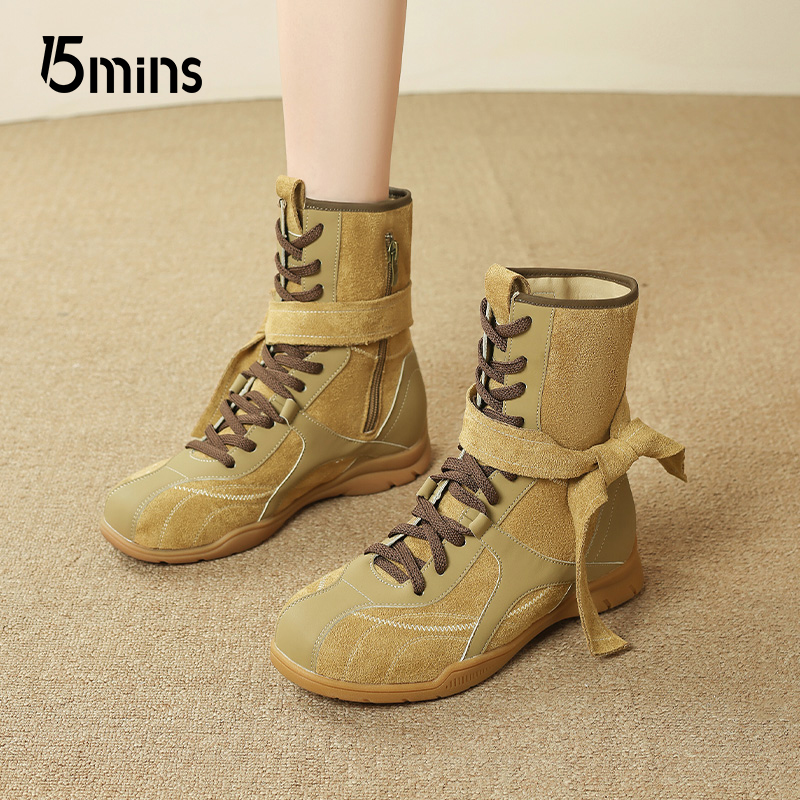 15mins拳击靴女士2025新款美拉德