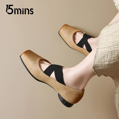 15mins猪鼻子芭蕾舞单鞋玛丽珍鞋