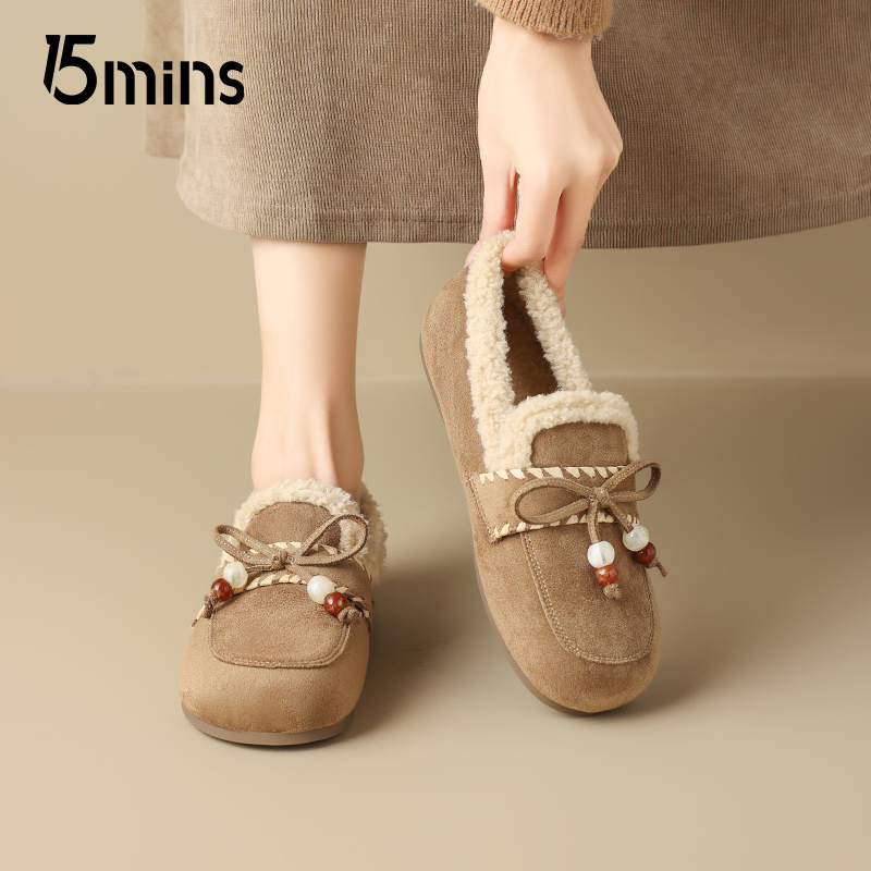 15mins孕妇平底一脚蹬加绒勃肯鞋