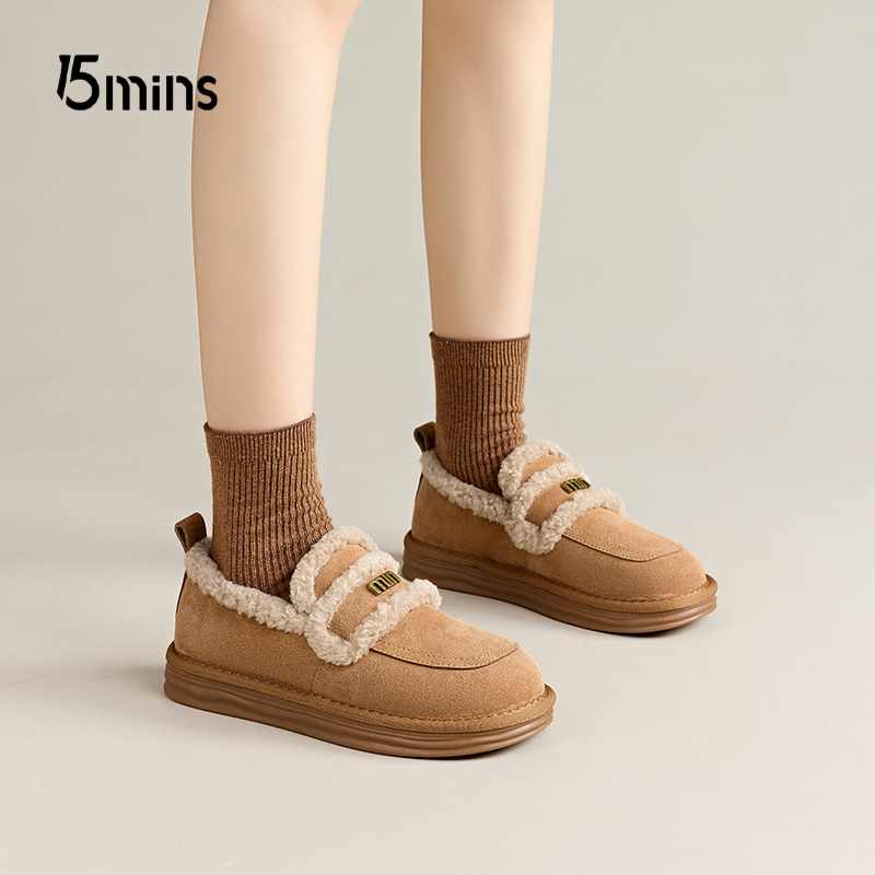 15mins加绒厚底雪地靴女保暖棉鞋