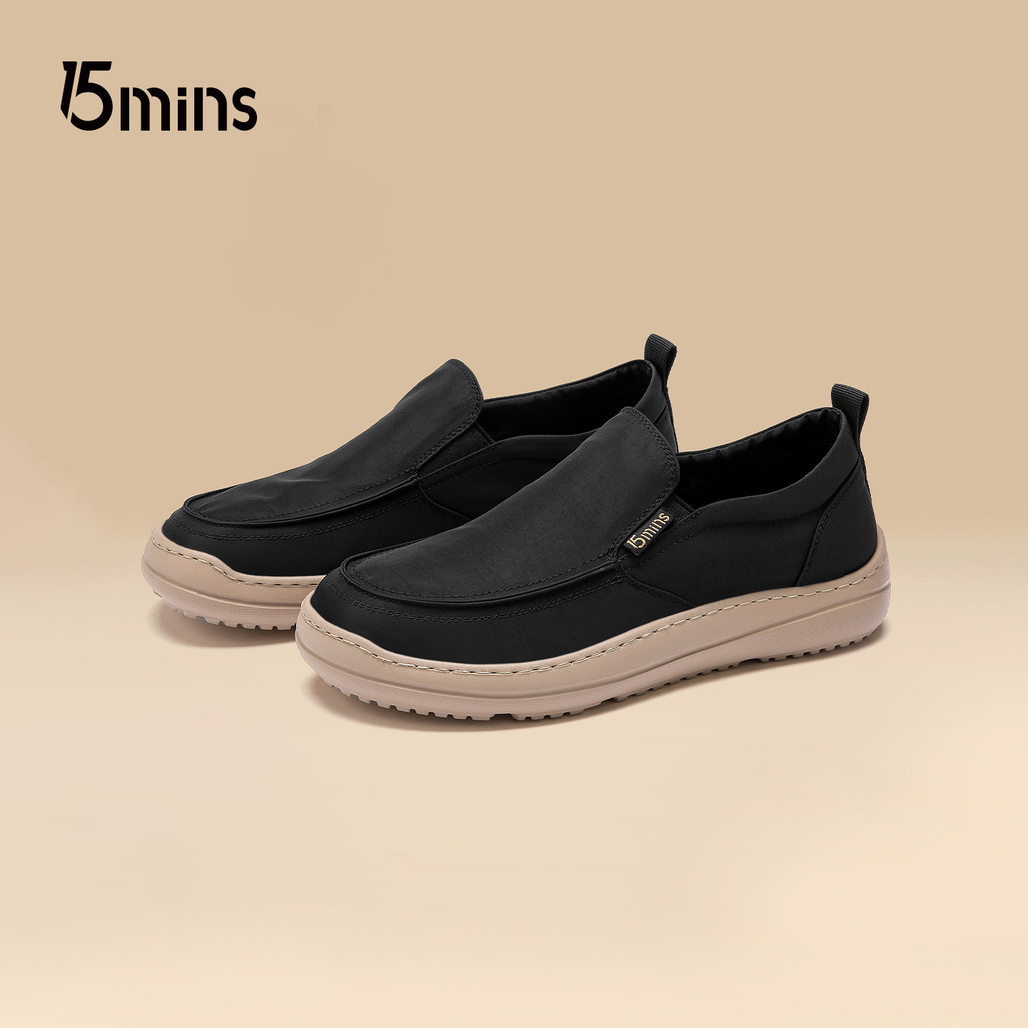 15mins一脚蹬布鞋2026春季懒人鞋套脚百搭黑色老北京男士透气厚底,流行男鞋,布鞋,淘宝优惠券,粉丝福利购,淘宝优惠卷