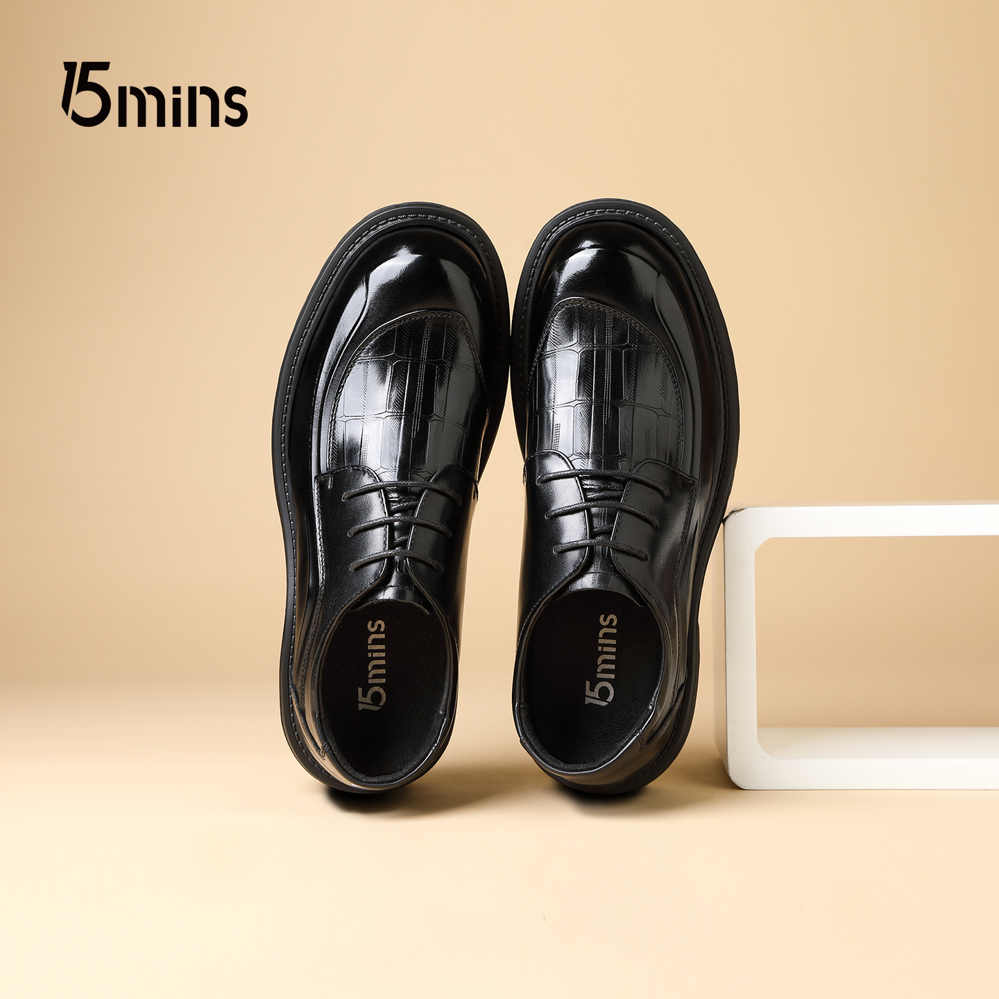 15mins头层牛皮男鞋2025秋季新款男士皮鞋厚底真皮大头商务休闲鞋
